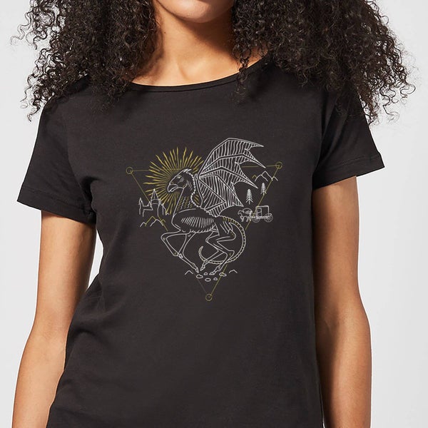 Harry Potter Thestral Line Art Damen T-Shirt - Schwarz