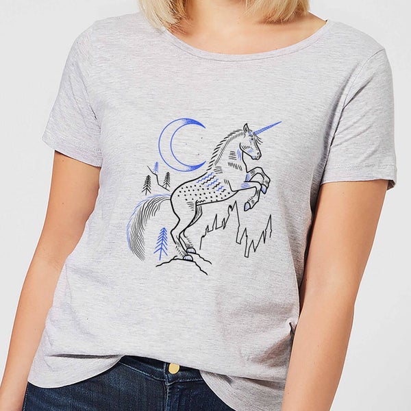 T-Shirt Femme Dessin au Trait Licorne - Harry Potter - Gris