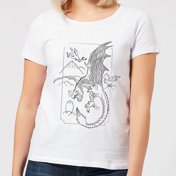 Harry Potter Dragon Line Art Dames T-shirt - Wit
