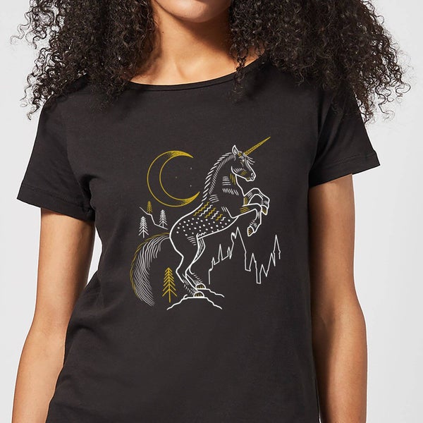 Harry Potter Unicorn Line Art Dames T-shirt - Zwart
