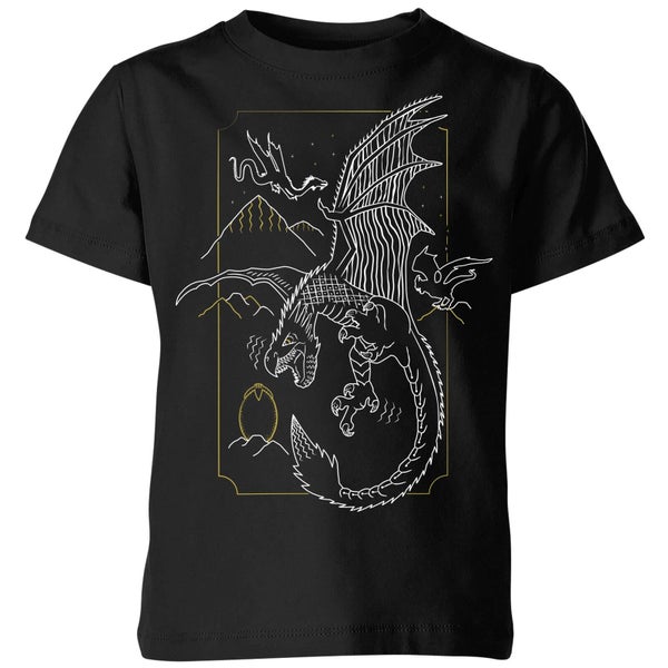 Harry Potter Dragon Line Art Kinder T-shirt - Zwart
