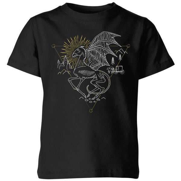 Harry Potter Thestral Line Art Kinder T-Shirt - Schwarz