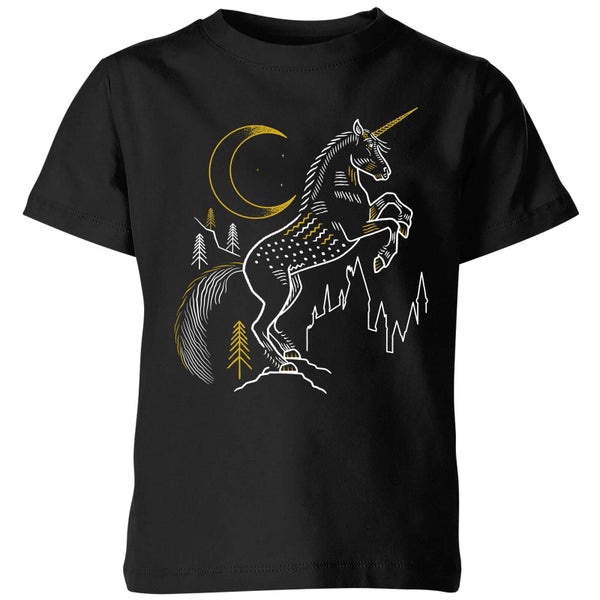 Harry Potter Unicorn Line Art Kinder T-Shirt - Schwarz
