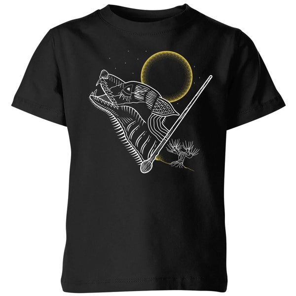 Harry Potter Werewolf Line Art Kinder T-shirt - Zwart