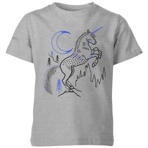 Harry Potter Unicorn Line Art Kids' T-Shirt - Grey