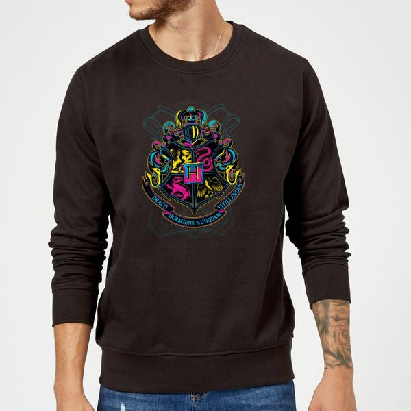 Harry Potter Neon Hogwarts Crest Sweatshirt - Black