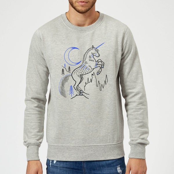 Harry Potter Unicorn Line Art Pullover - Grau