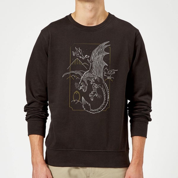 Harry Potter Dragon Line Art Pullover - Schwarz