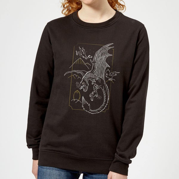 Harry Potter Dragon Line Art Women's Sweatshirt - Black