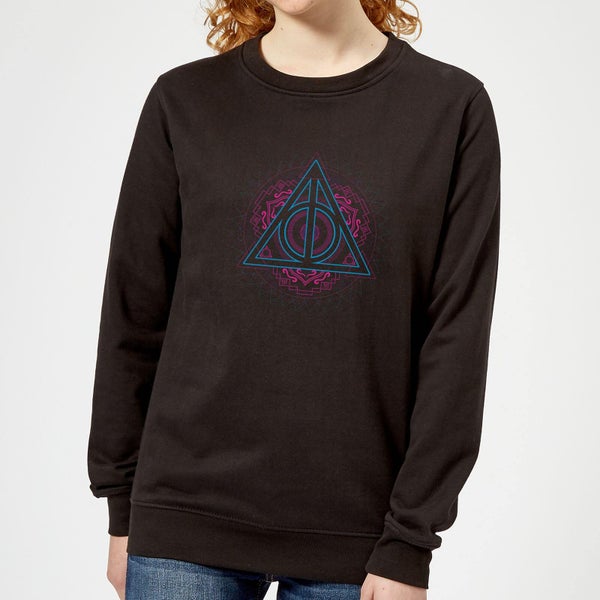 Harry Potter Neon Deathly Hallows Women's Sweatshirt - Black