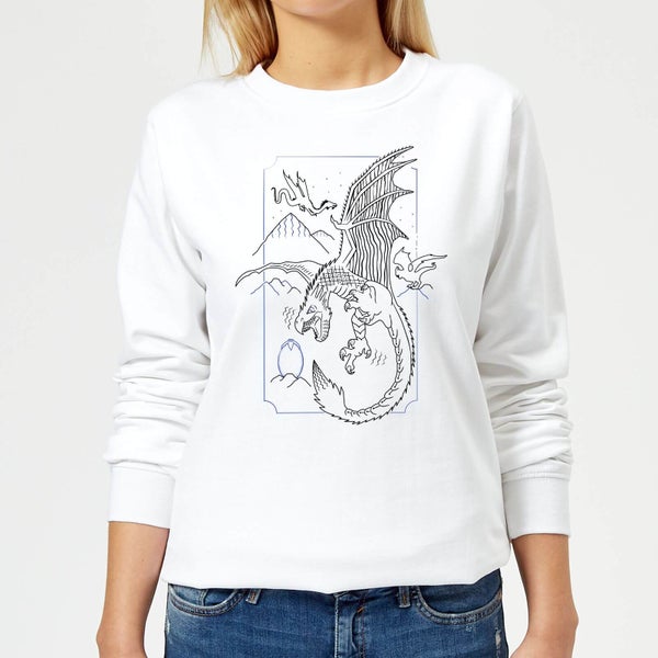 Harry Potter Dragon Line Art Damen Pullover - Weiß
