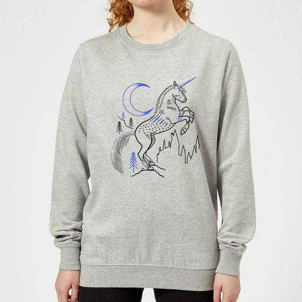 Harry Potter Unicorn Line Art Damen Pullover - Grau