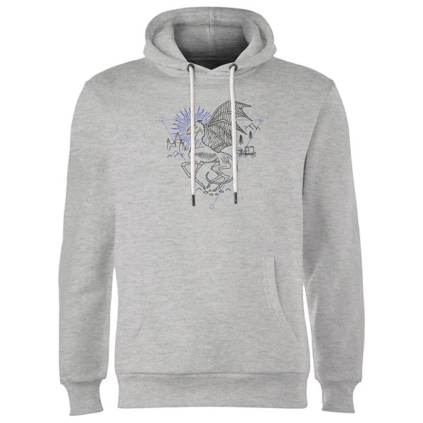 Harry Potter Thestral Line Art Hoodie - Grey