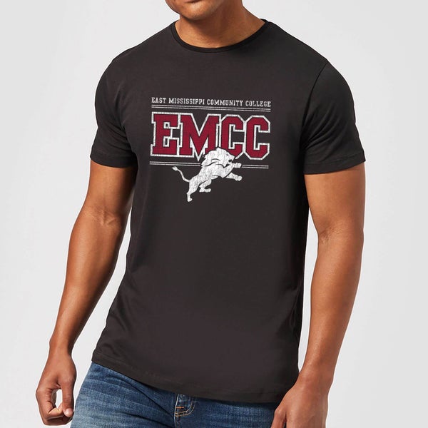 T-Shirt Homme Lion et Effet Abîmé - East Mississippi Community College - Noir