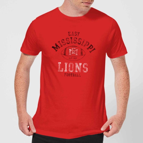 T-Shirt Homme Lions Football Effet Abîmé - East Mississippi Community College - Rouge