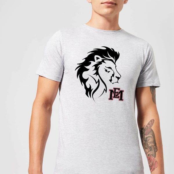East Mississippi Community College Lion Head and Logo Men's T-Shirt - Grey