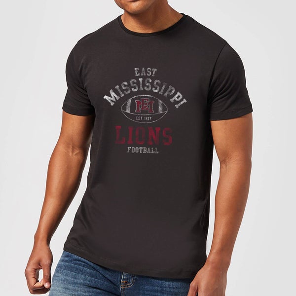 East Mississippi Community College Lions Football Distressed Men's T-Shirt - Black - XS