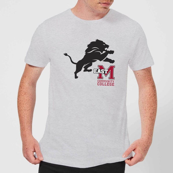 East Mississippi Community College Lion and Logo Men's T-Shirt - Grey
