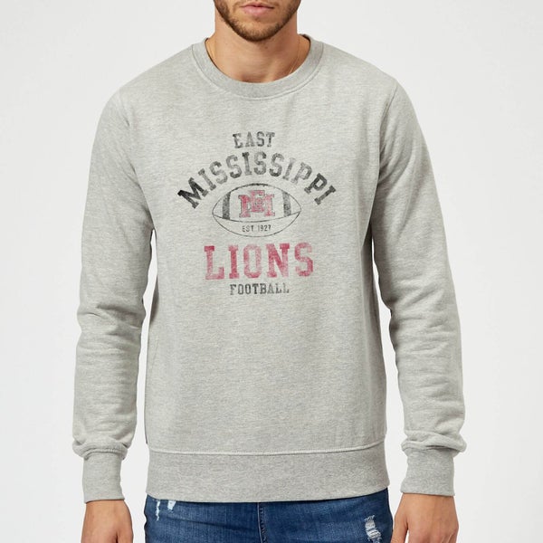 East Mississippi Community College Lions Distressed Football Sweatshirt - Grey