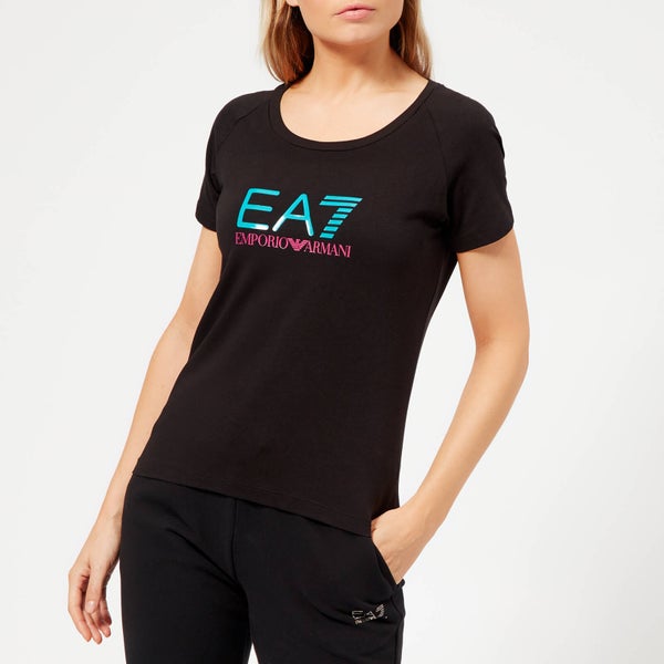 Emporio Armani EA7 Women's Train Logo Series Shiny Print T-Shirt - Black