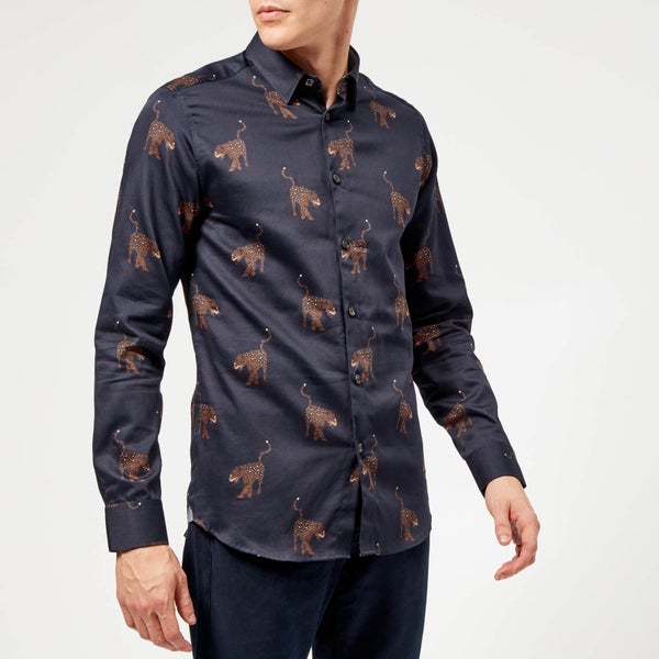 Ted Baker Men's Pantha Printed Long Sleeve Shirt - Navy
