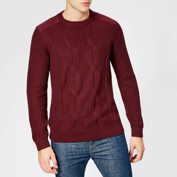 Ted Baker Men's Laichi Cable Crew Neck Knitted Jumper - Dark Red