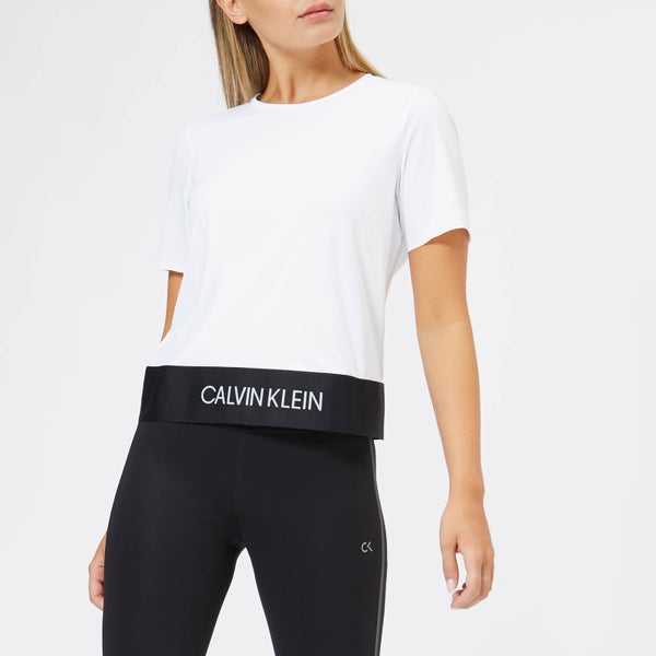 Calvin Klein Performance Women's Short Sleeve Crop Open Back T-Shirt - Bright White