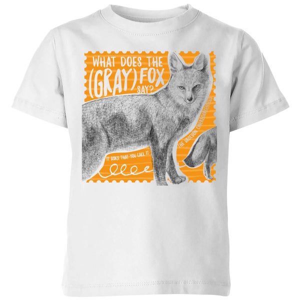 Natural History Museum What Does The Gray Fox Say? Kids' T-Shirt - White