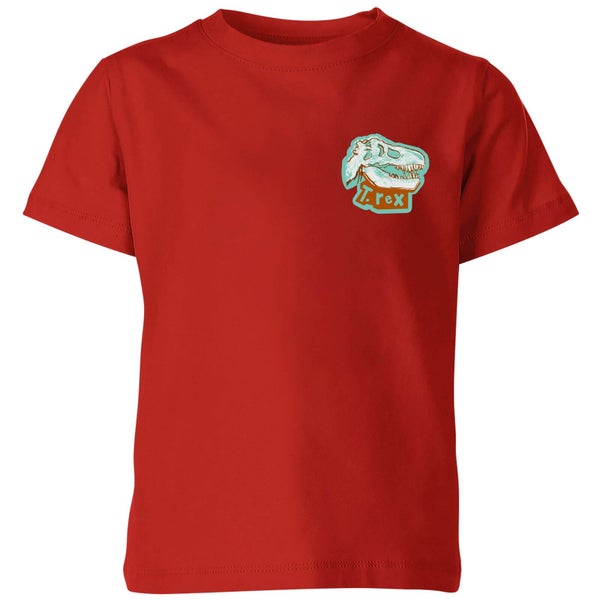 Natural History Museum T-Rex Badge Kids' T-Shirt - Red
