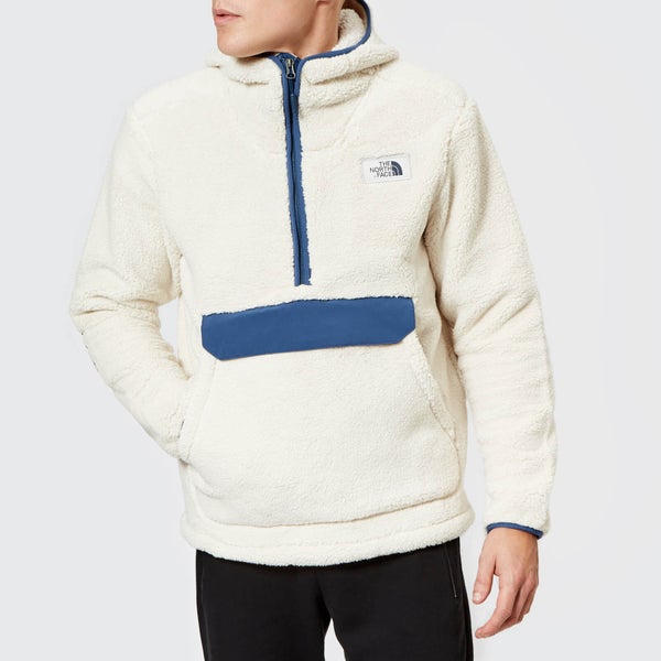 The North Face Men's Campshire Pullover Pile Hooded Fleece - Vintage White/Shady Blue