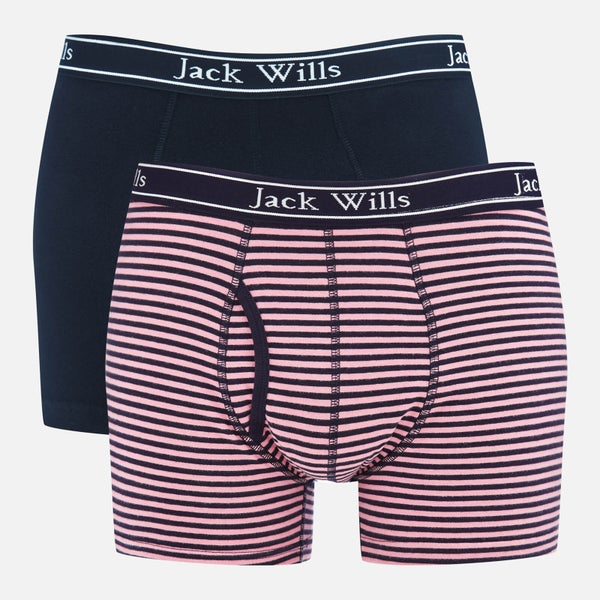Jack Wills Men's Chetwood 2 Pack Jersey Boxer Shorts - Navy/Pink