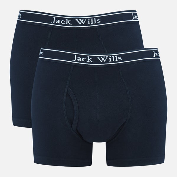 Jack Wills Men's Chetwood 2 Pack Jersey Boxer Shorts - Navy