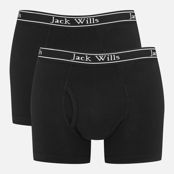 Jack Wills Men's Chetwood 2 Pack Jersey Boxer Shorts - Black