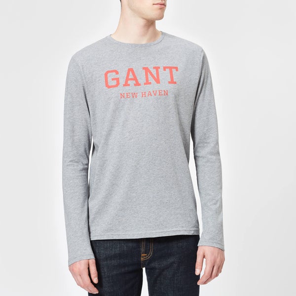 GANT Men's Graphic Long Sleeve T-Shirt - Grey Melange
