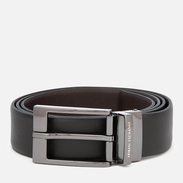 Armani Exchange Men's Leather Reversible Belt - Black/Dark Brown