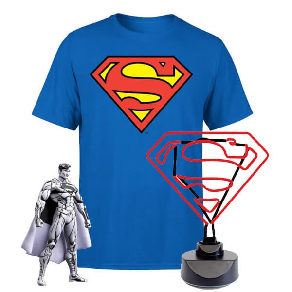 Lot Superman - Lampe Néon, T-Shirt et Figurine