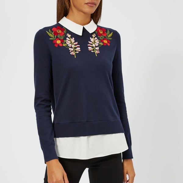 Ted Baker Women's Toriey Embroidered Mockable Knitted Jumper - Blue
