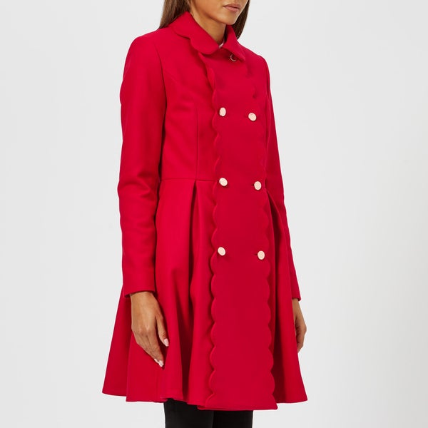 Ted Baker Women's Blarnch Scallop Trim Wool Coat - Mid Red