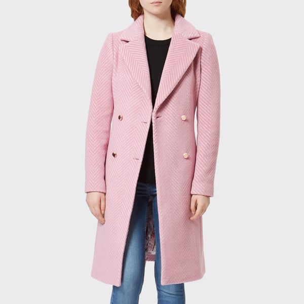 Ted Baker Women's Saffra Chevron Wool Midi Coat - Light Pink
