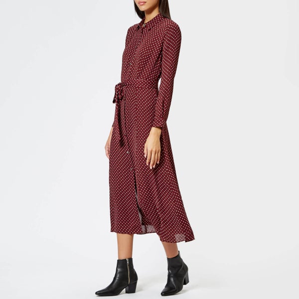 Whistles Women's Margot Spot Shirt Dress - Burgundy