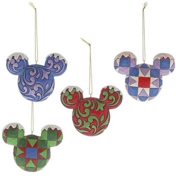 Disney Traditions Mickey Mouse Head Hanging Ornament Set