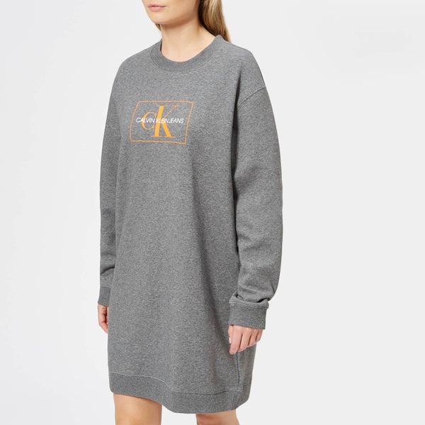 Calvin Klein Women's Graphic Sweatshirt Dress - Mid Grey Heather