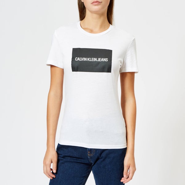 Calvin Klein Women's Institutional Box Reg Fit T-Shirt - Bright White/Black