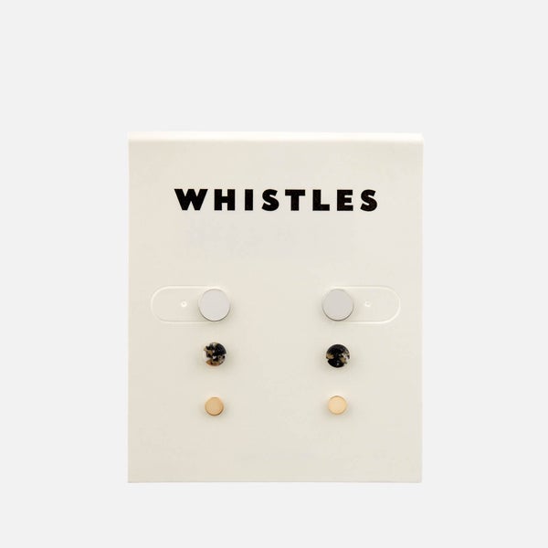 Whistles Women's Metal and Stone Stud Pack Earrings - Black/Multi