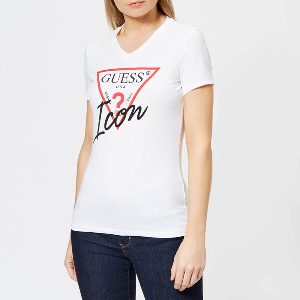 Guess Women's Short Sleeve Icon T-Shirt - White