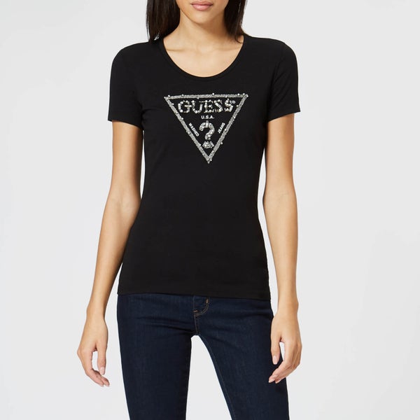 Guess Women's Short Sleeve Lucent T-Shirt - Jet Black