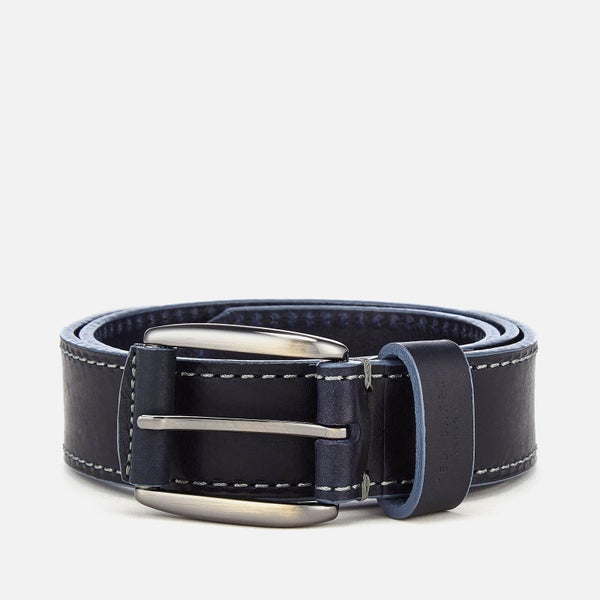 Ted Baker Men's Tirre Contrast Stitch Leather Belt - Navy