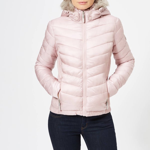 Superdry Women's Hooded Luxe Chevron Fuji Jacket - Rose Quartz