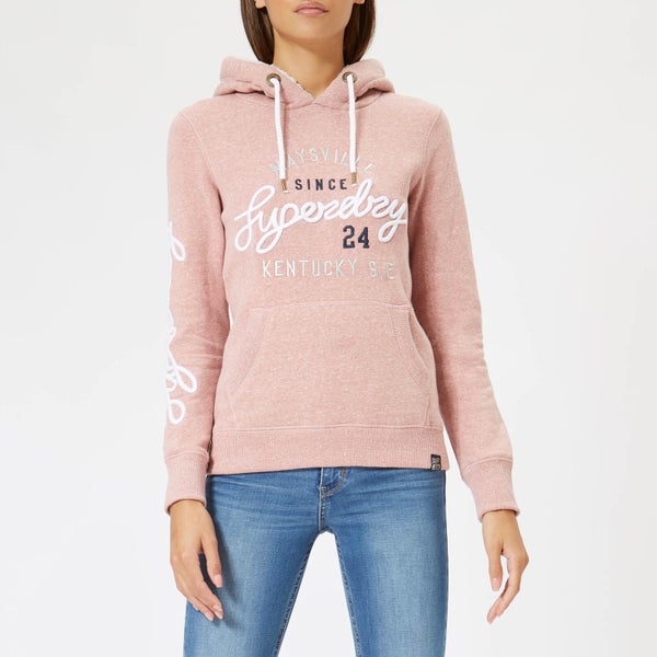 Superdry Women's Aria Applique Borg Hoodie - Dusty Rose Snowy