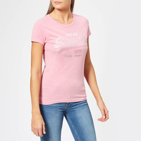 Superdry Women's Vintage Logo Sport Entry T-Shirt - Active Pink Marl
